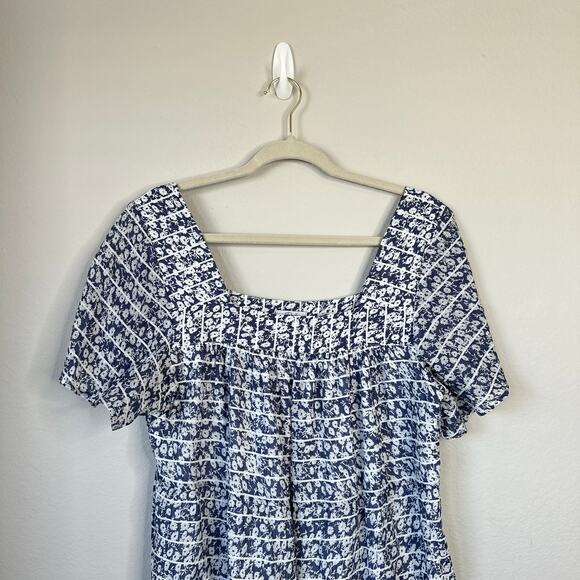 RAILS Valentina Ruffle Hem Crinkle Dress Camellia Print Size Large Navy Floral - Picture 4 of 8